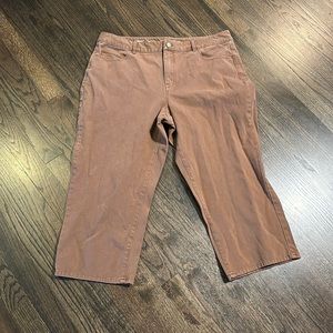 Coldwater Creek Brown Natural Fit Cropped Leg Pants 14 EUC